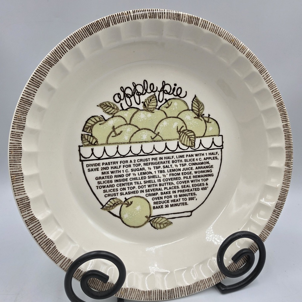 Vintage Royal China Jeannette Apple Pie Recipe Deep Dish Pie Plate 11" USA